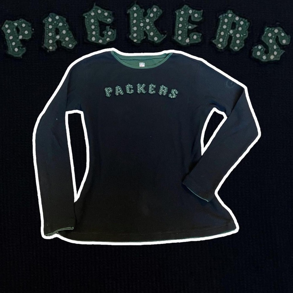 Officially licensed Green Bay packers women Y2K bedazzled long sleeve shirt